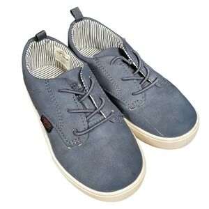 OshKosh Bgosh Boys Navy Blue Faux Leather Casual Sneakers Low Top Shoes Size 10